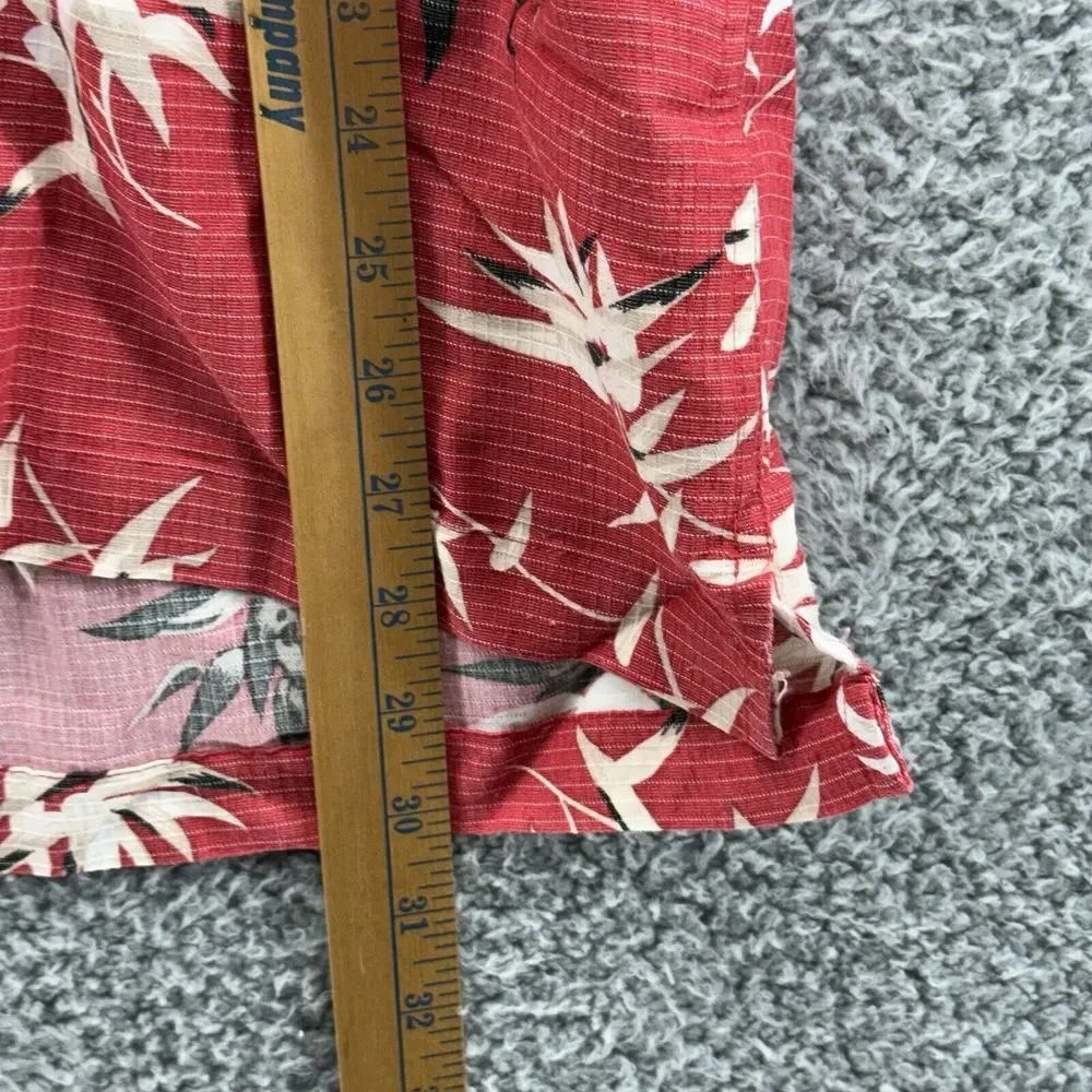 ASWORTH Mens XL Red White Hawaiian Beach‎ Shirt Short Sleeve Collard Button Up